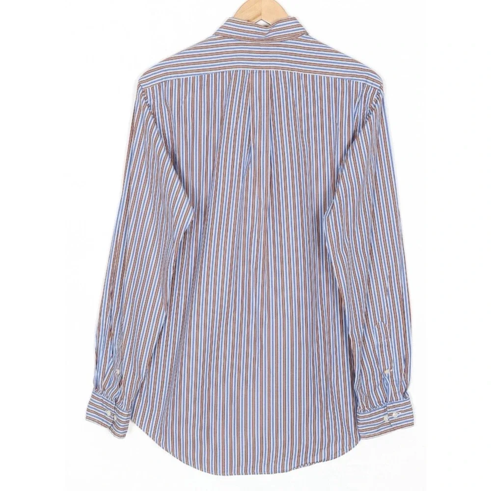 Polo Ralph Lauren Mens XXL Classic Fit Striped Button Down Shirt Blue Orange L/S